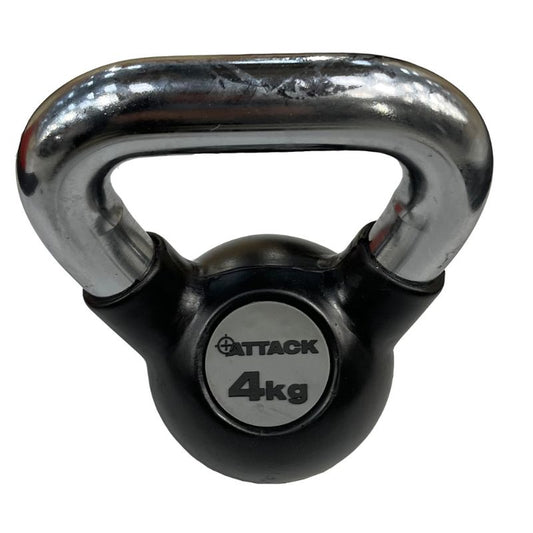 Attack Fitness Chrome Handle Rubber Kettlebell 4 kg